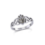 Irish Claddagh and Celtic Knotwork Silver Ring with Marcasite TRI1904