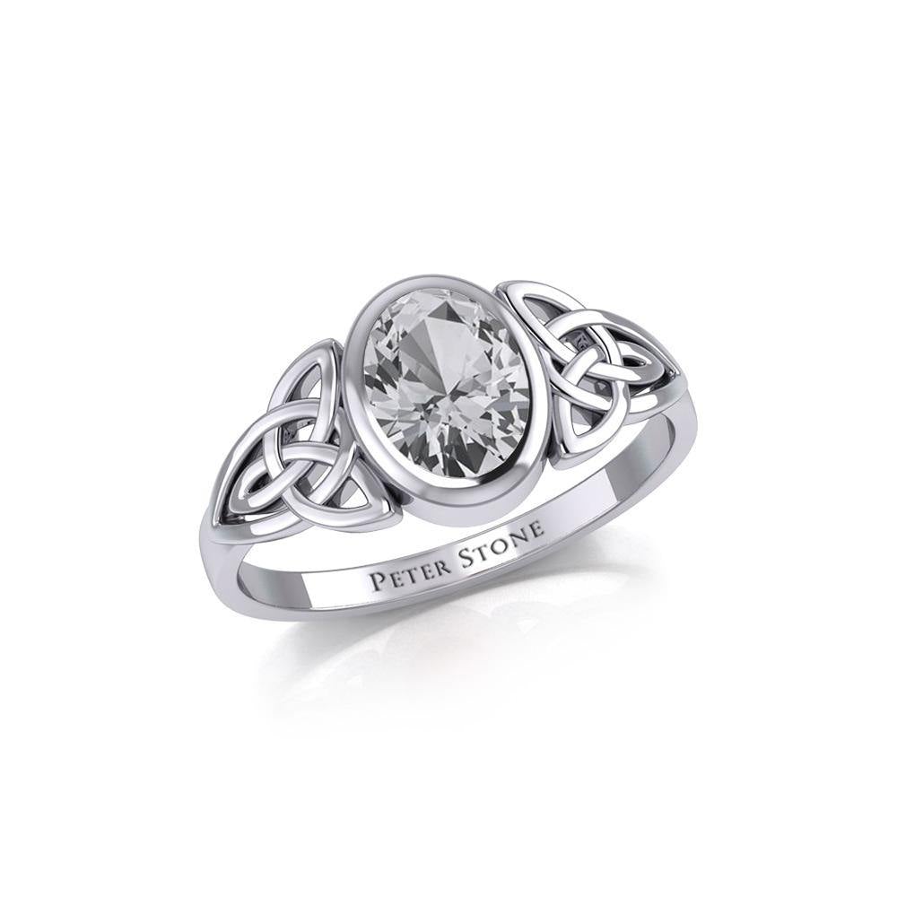 Silver Celtic Ring with Large Oval Gemstone TRI1910 - Jewelry
