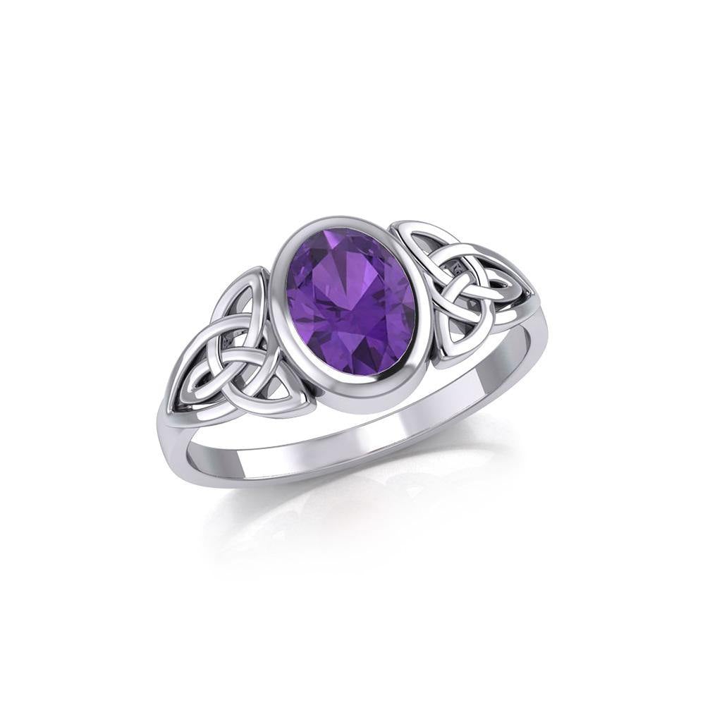 Silver Celtic Ring with Large Oval Gemstone TRI1910 - Jewelry