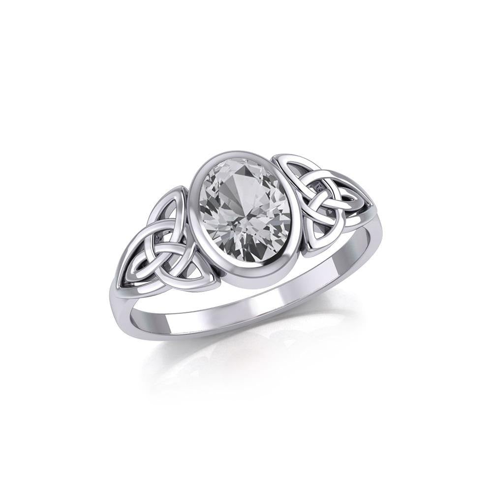 Silver Celtic Ring with Large Oval Gemstone TRI1910 - Jewelry