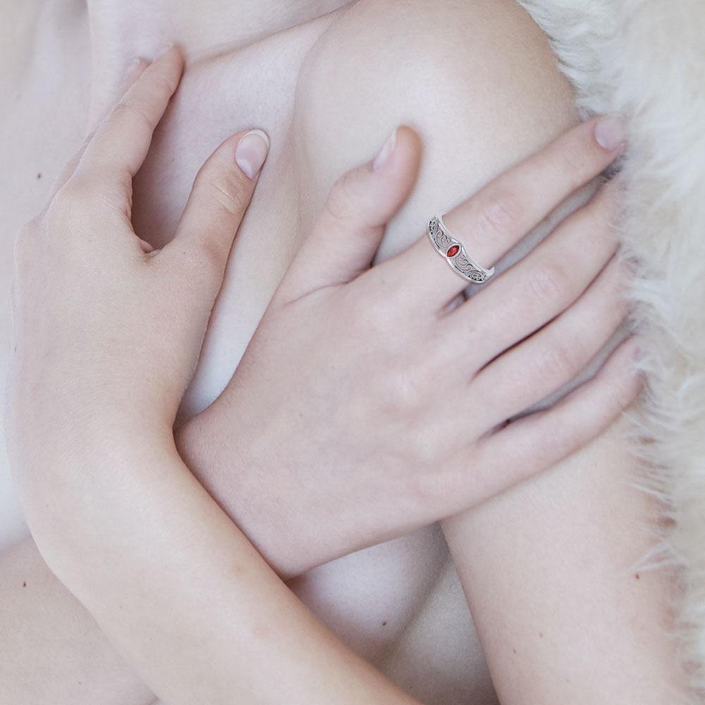 Silver Filigree Millennium Ring with Gemstone TRI1913 - Jewelry