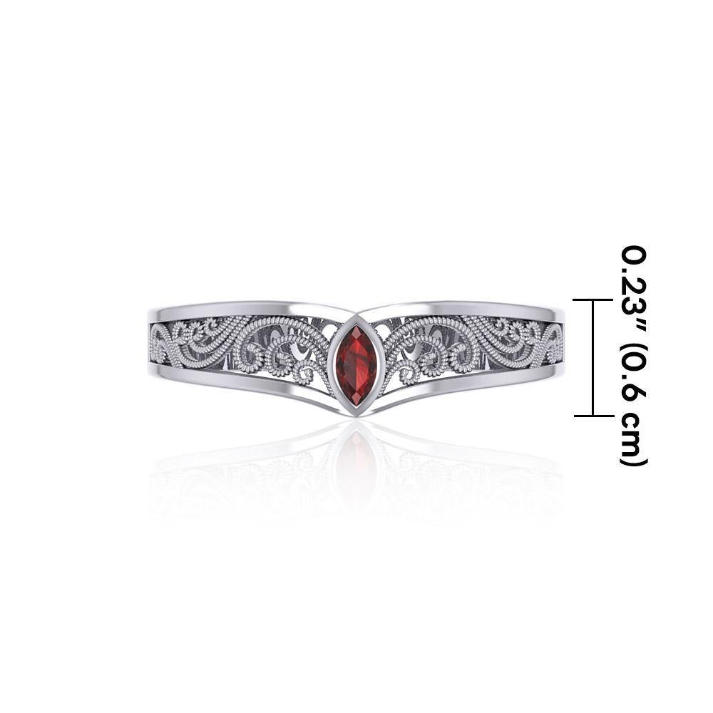 Silver Filigree Millennium Ring with Gemstone TRI1913 - Jewelry