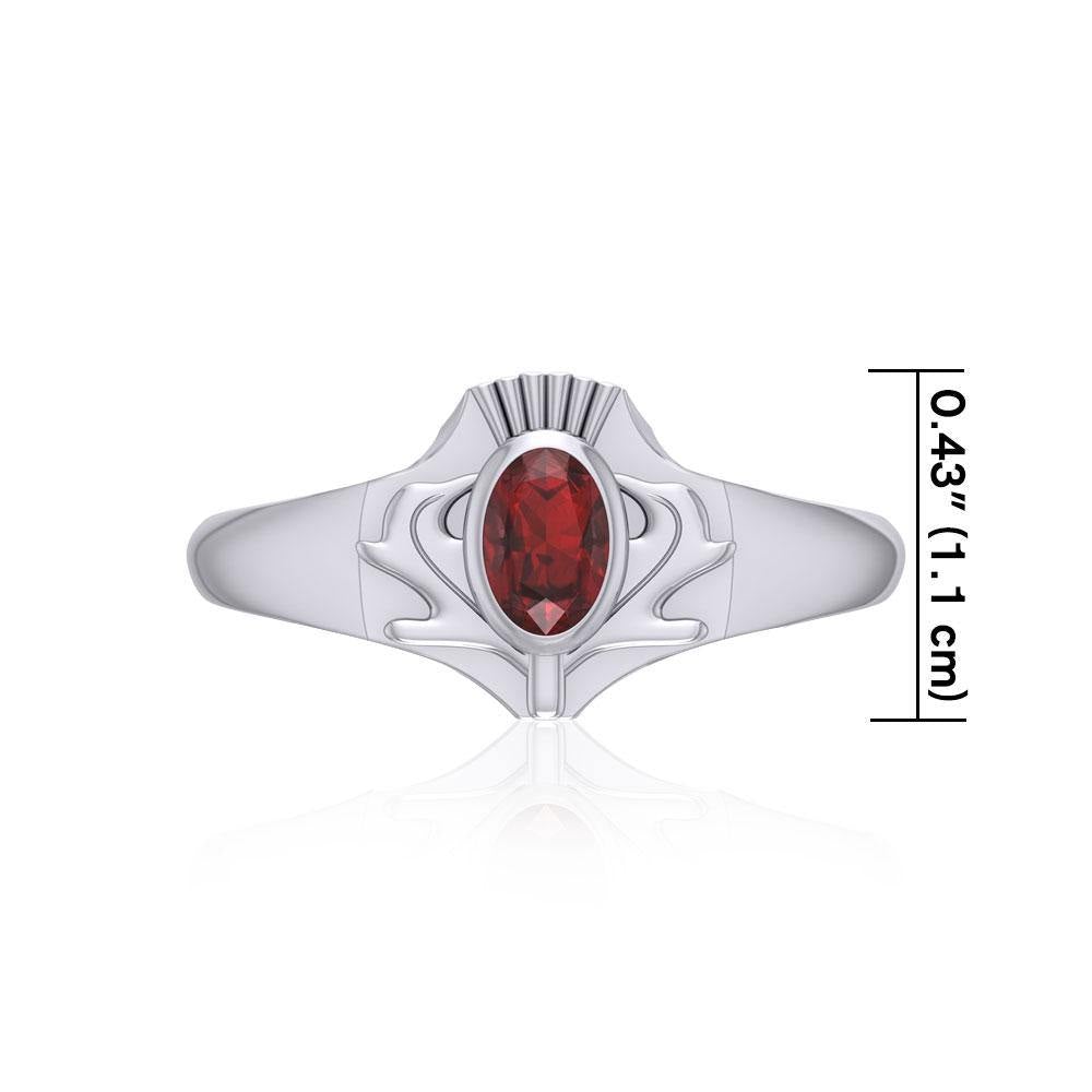 Thistle Silver Ring with Gemstone TRI1915 - Jewelry