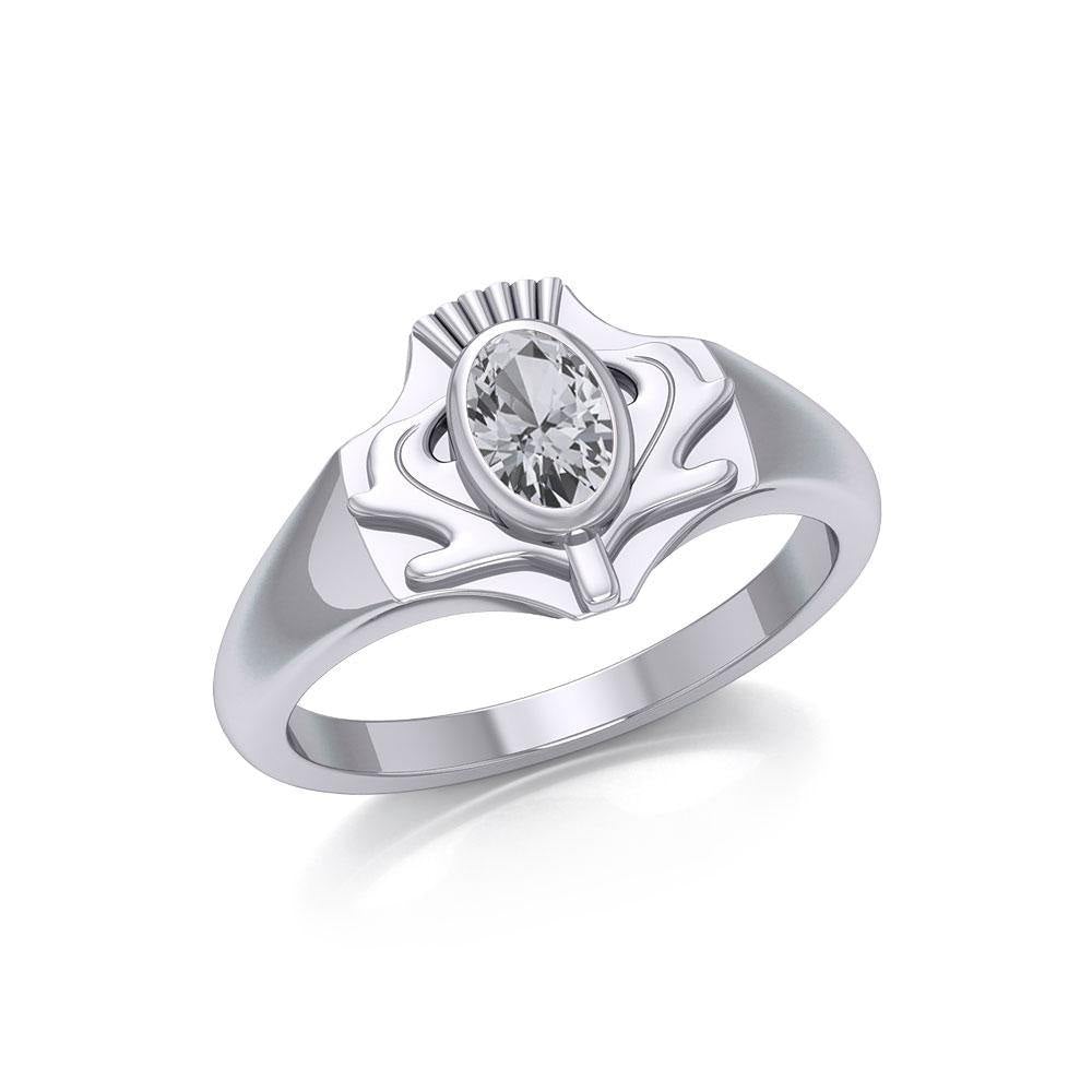 Thistle Silver Ring with Gemstone TRI1915 - Jewelry