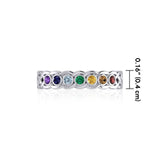 Celtic Silver Band Ring with Chakra Gemstones TRI1918 - Jewelry