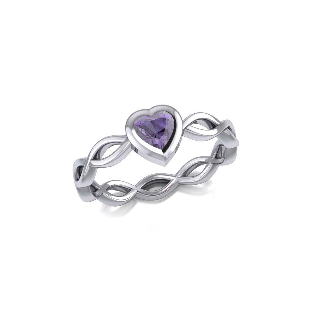 Heart on Braid Silver Ring TRI1924 - Jewelry