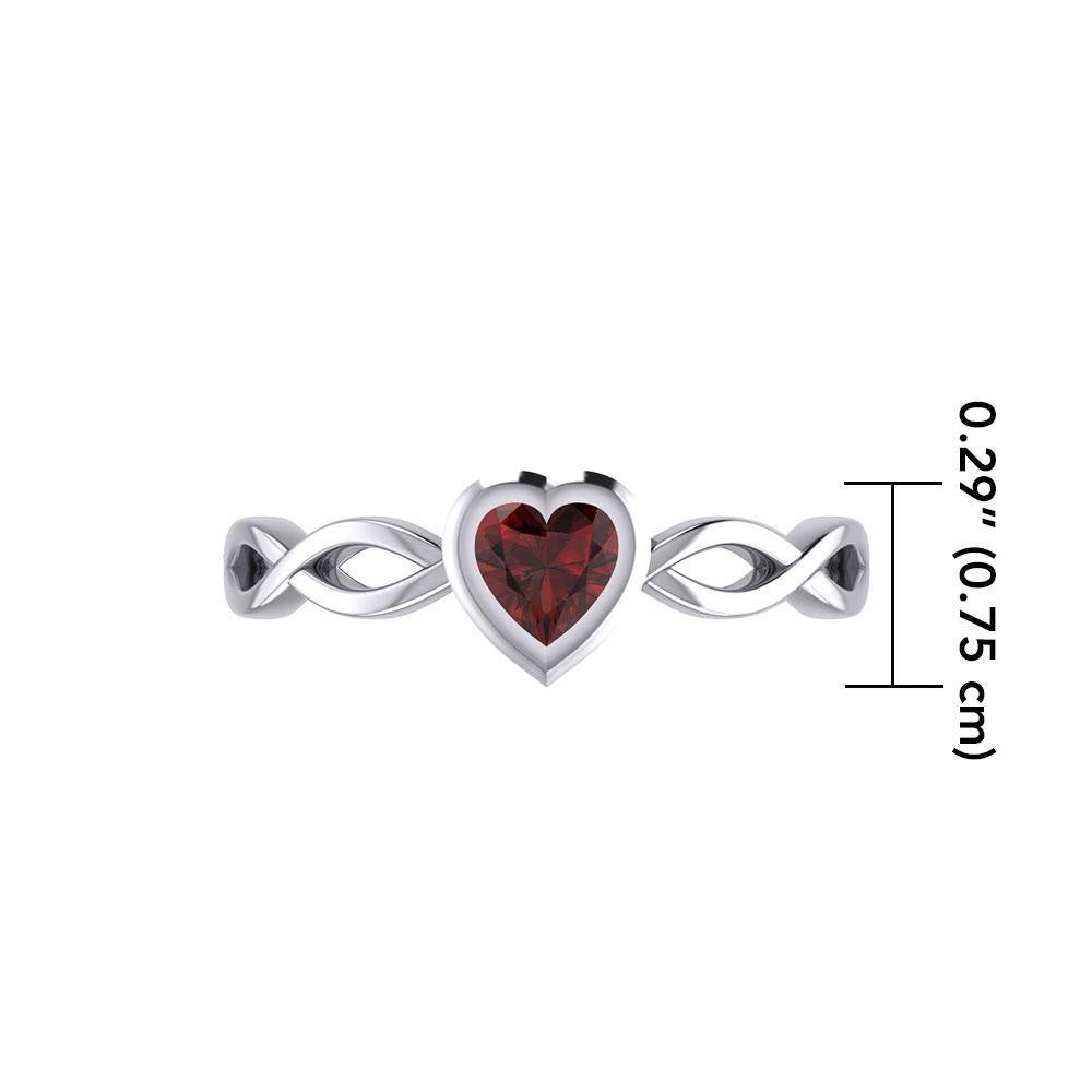Heart on Braid Silver Ring TRI1924 - Jewelry
