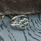 Lucky Four Leaf Clover Sterling Silver Ring with Gemstone TRI1934