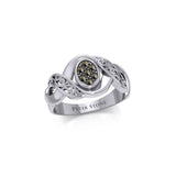 Silver Bold Filigree Ring with Gemstones TRI1945
