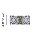 Celtic Knotwork Silver Band Ring with Gemstones TRI1949 - Jewelry