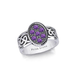 Oval Celtic Ring with Gemstones TRI1954 - Jewelry