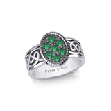 Oval Celtic Ring with Gemstones TRI1954 - Jewelry