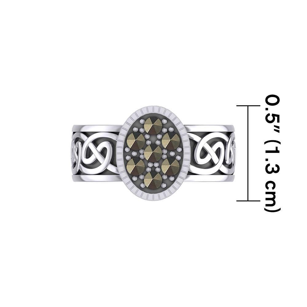 Oval Celtic Ring with Gemstones TRI1954 - Jewelry