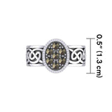 Oval Celtic Ring with Gemstones TRI1954 - Jewelry