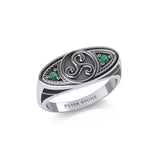 Celtic Triskele Silver Ring with Gemstones TRI1957 - Jewelry