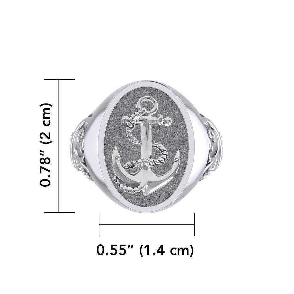 Classic Anchor Silver Signet Men Ring TRI1962 - Jewelry
