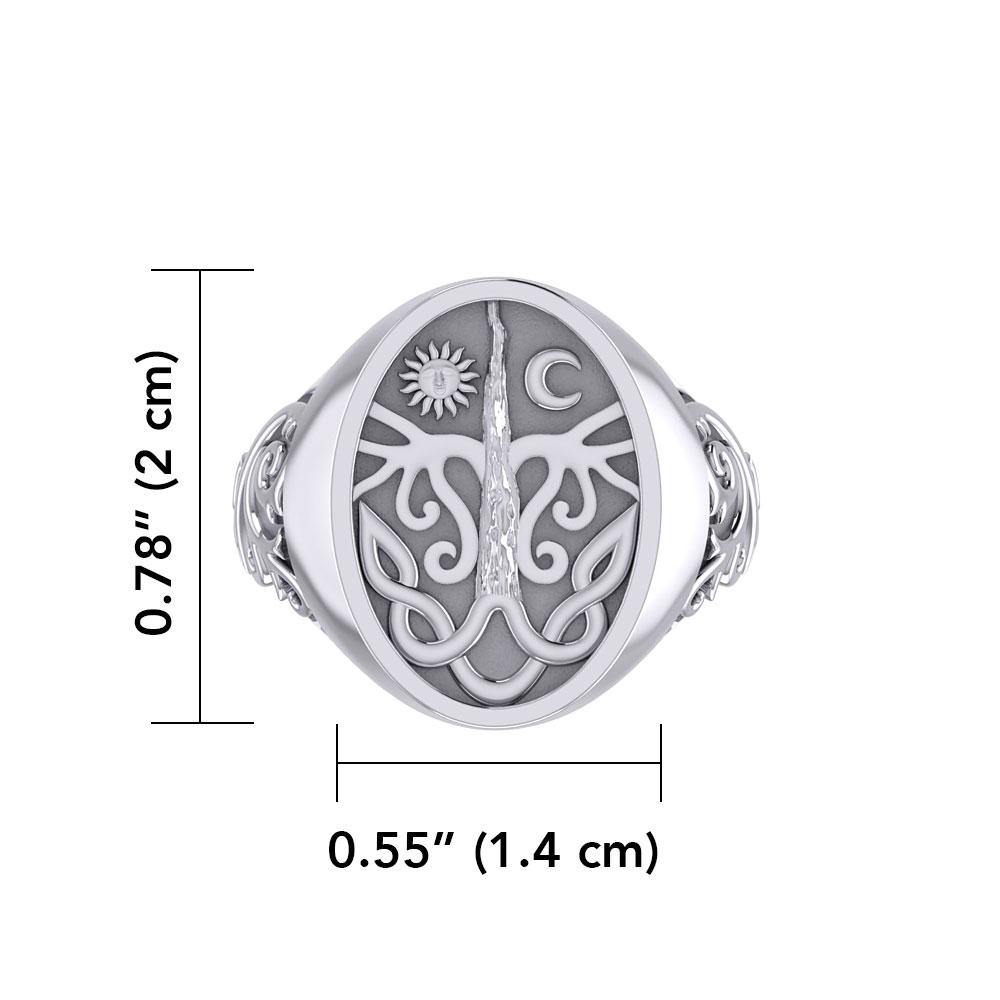 Tree of Life Silver Signet Men Ring TRI1967 - Jewelry