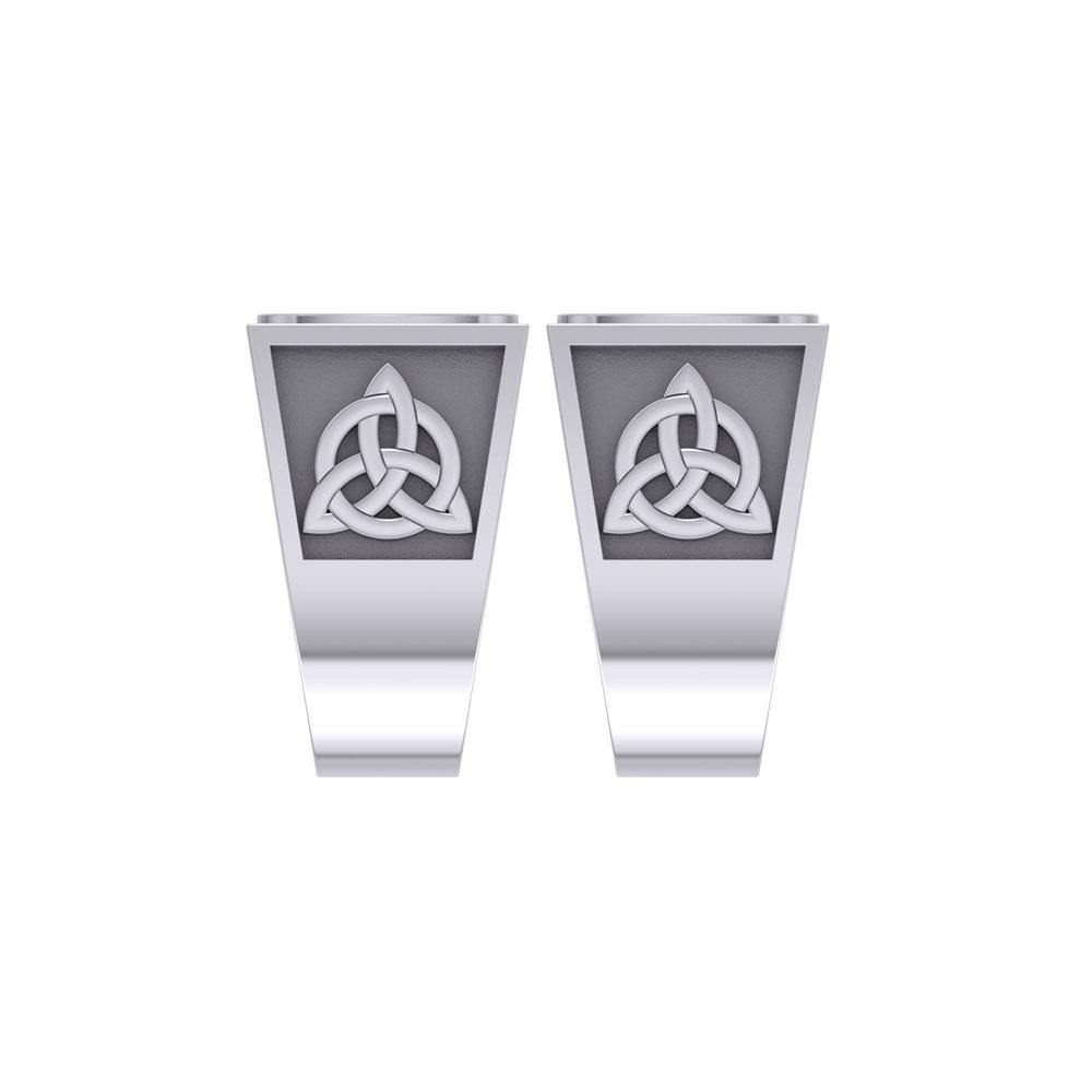Viking God Odin Runic Silver Signet Men Ring with Triquetra Design TRI1973 - Jewelry