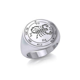 Fifth Pentacle of Mars Silver Signet Men Ring TRI1988 - Magicksymbols