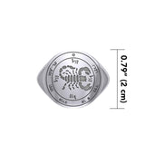 Fifth Pentacle of Mars Silver Signet Men Ring TRI1988 - Magicksymbols