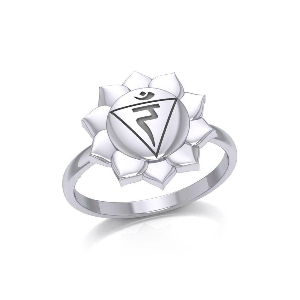 Manipura Solar Plexus Chakra Sterling Silver Ring TRI2044 - Magicksymbols