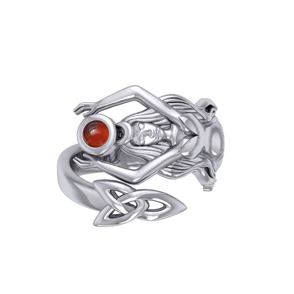 Goddess Brigid Silver Ring with Gem TRI2187