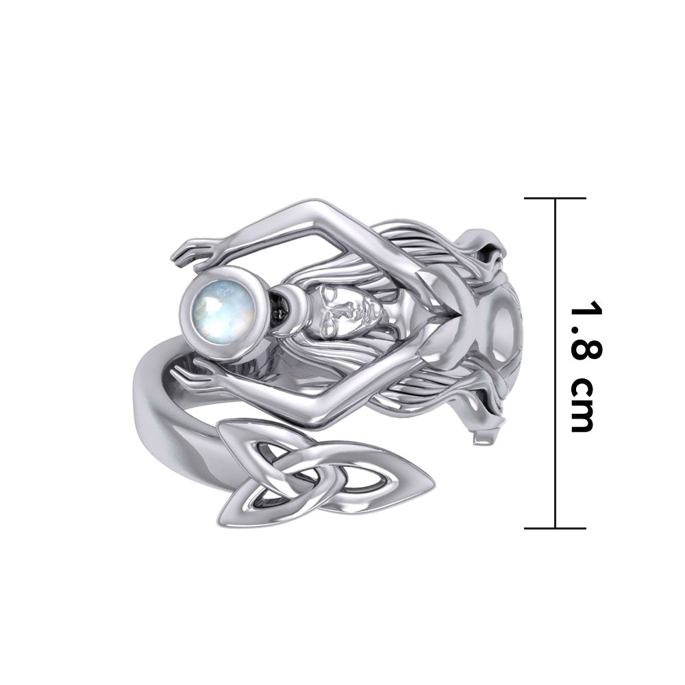 Goddess Brigid Silver Ring with Gem TRI2187