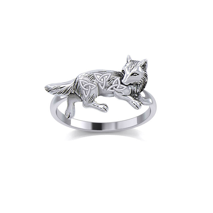 Celtic Wolf Silver Ring TRI2276