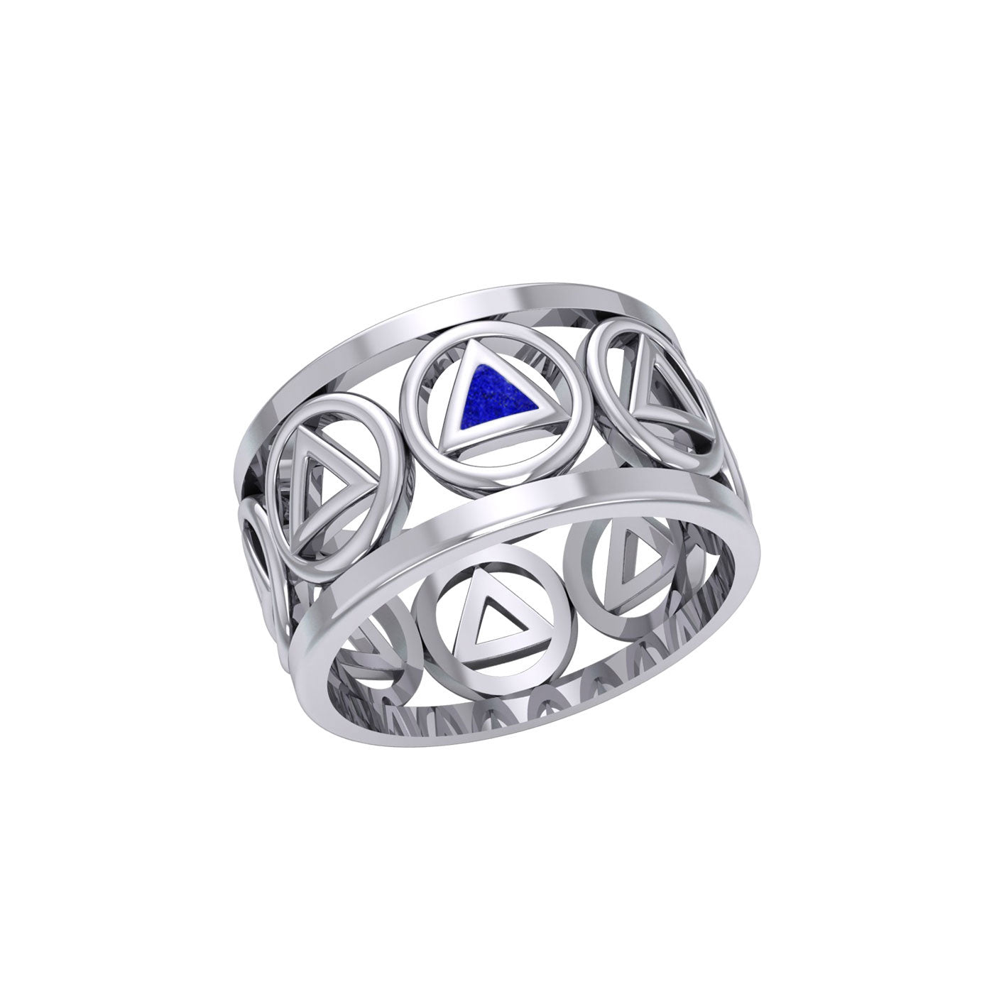 Recovery Silver Band Ring with Stone Inlay TRI2400