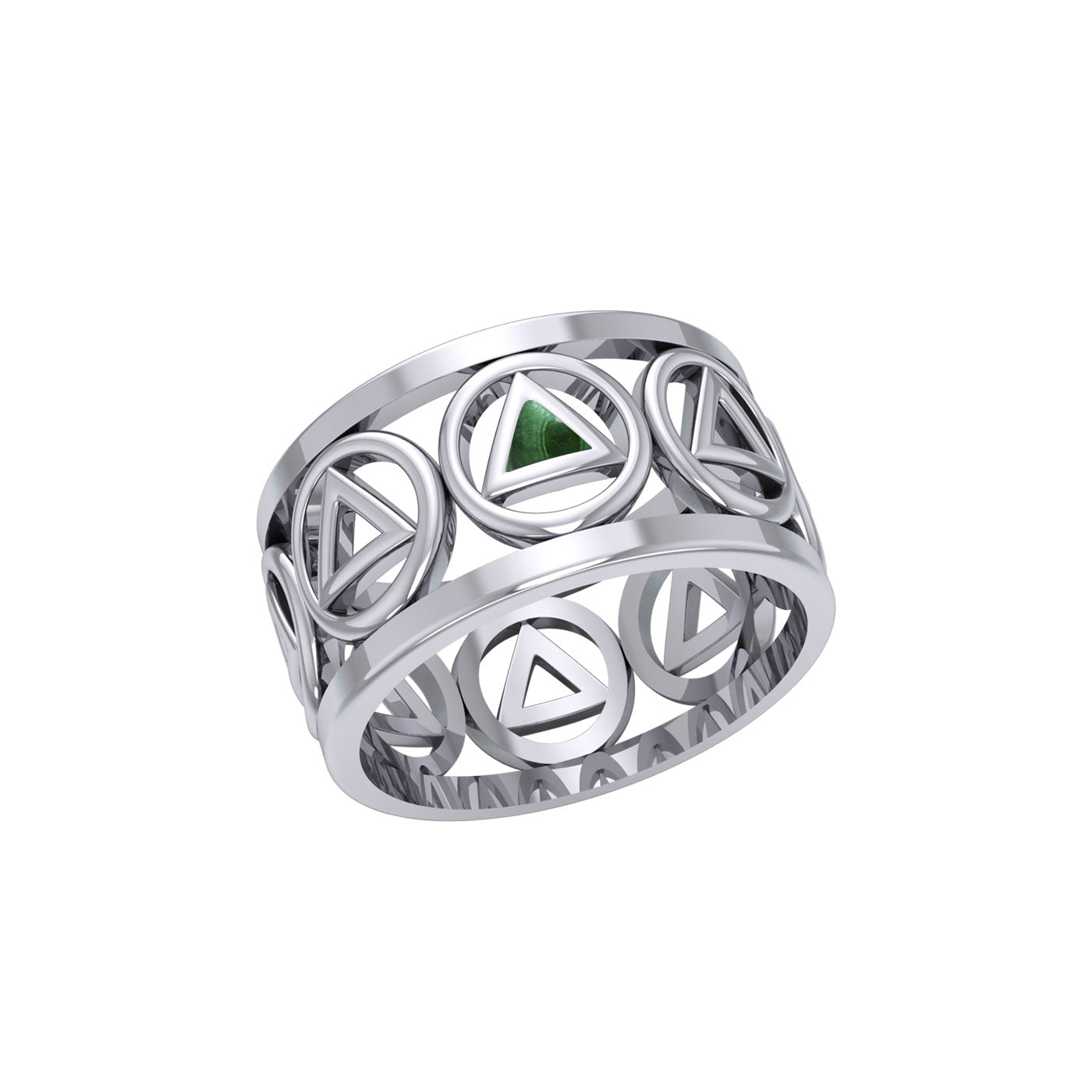 Recovery Silver Band Ring with Stone Inlay TRI2400