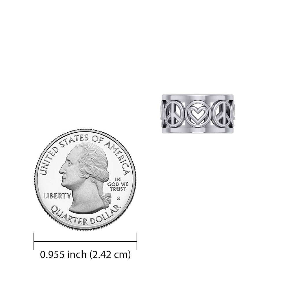Love Peace Recovery Silver Spinner Ring TRI2401