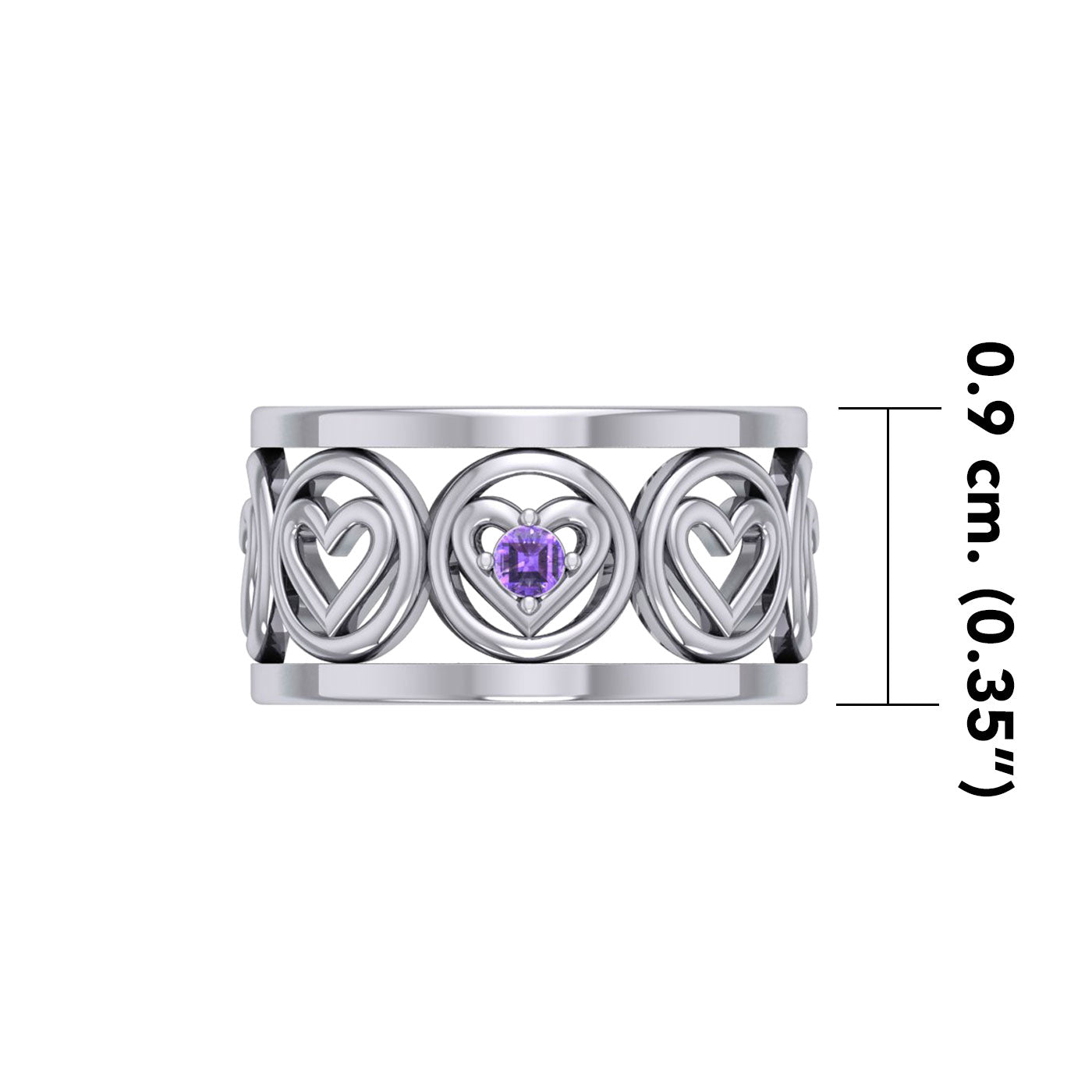 Heart Silver Band Ring With Gemstone TRI2403