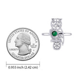 Silver Flower of Life Owl Ring With Gemstone TRI2407