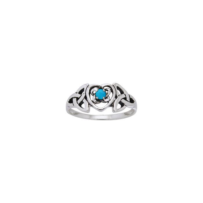 Silver Celtic Heart Birthstone Ring TRI817TQ