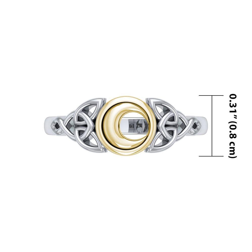 Celtic Moon Silver and Gold Ring TRV1746 - Jewelry