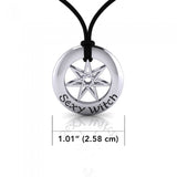 Sexy Witch Seven Pointed Star with Gemstones Silver Pendant Set TSE428