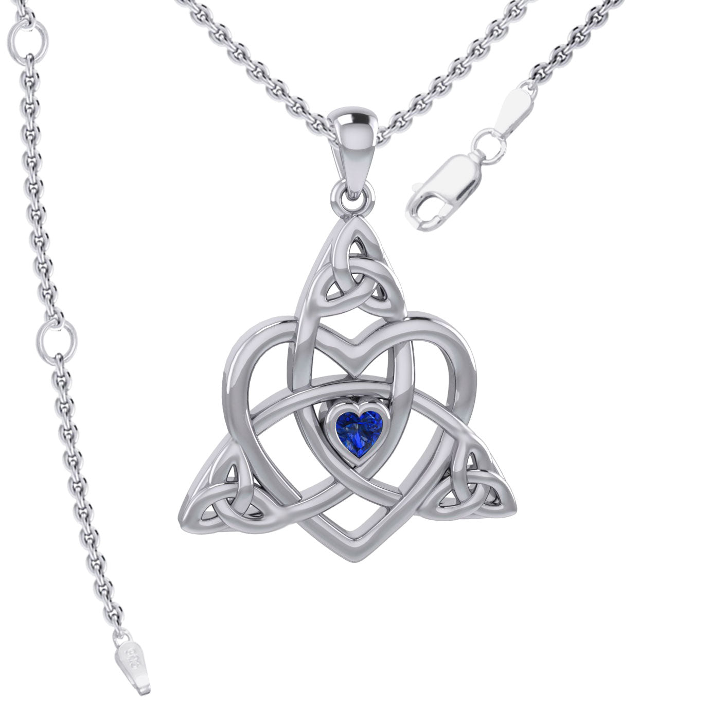 Celtic Heart Birthstone Trinity Silver Pendant TPD5990