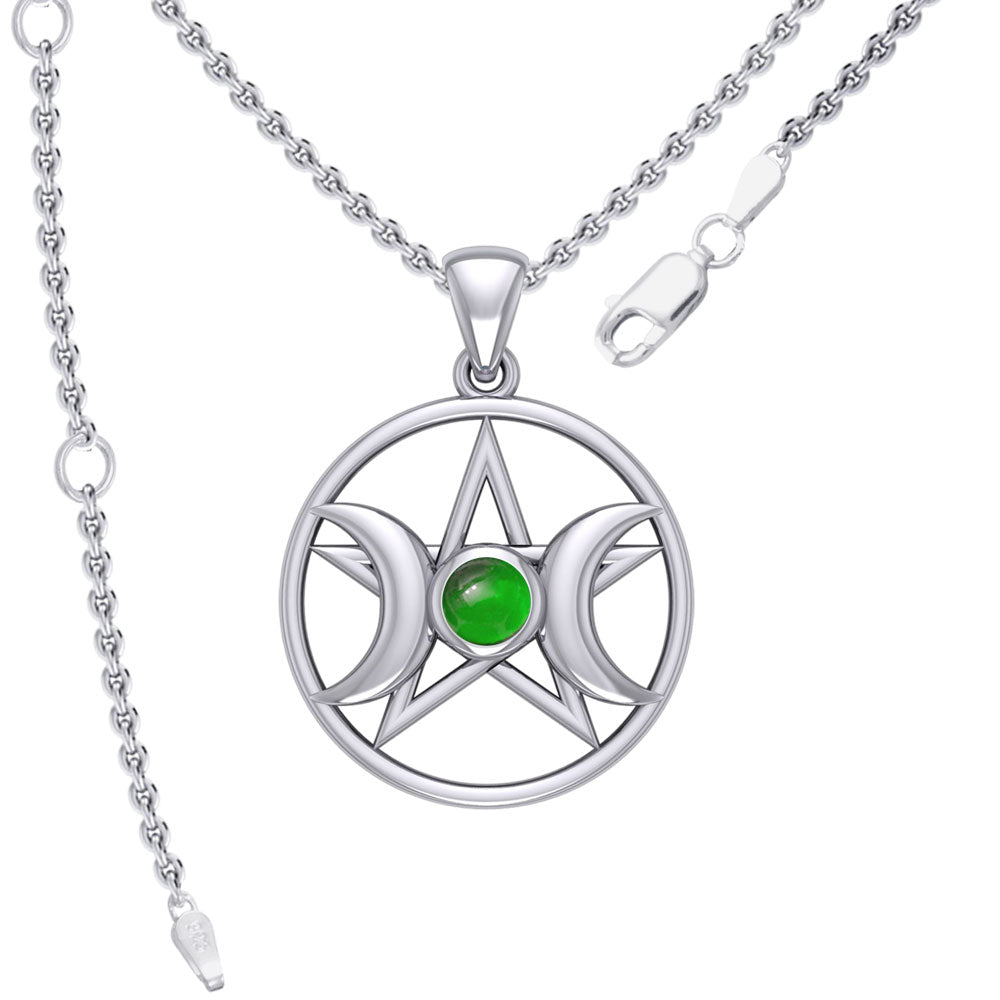 Triple Goddess Silver Pendant with Gemstone TPD5969