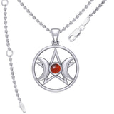 Triple Goddess Silver Pendant with Gemstone TPD5969