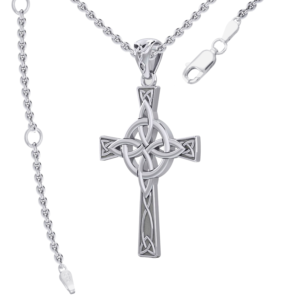 Celtic Cross with Four Point Knot Sterling Silver Pendant TPD5811