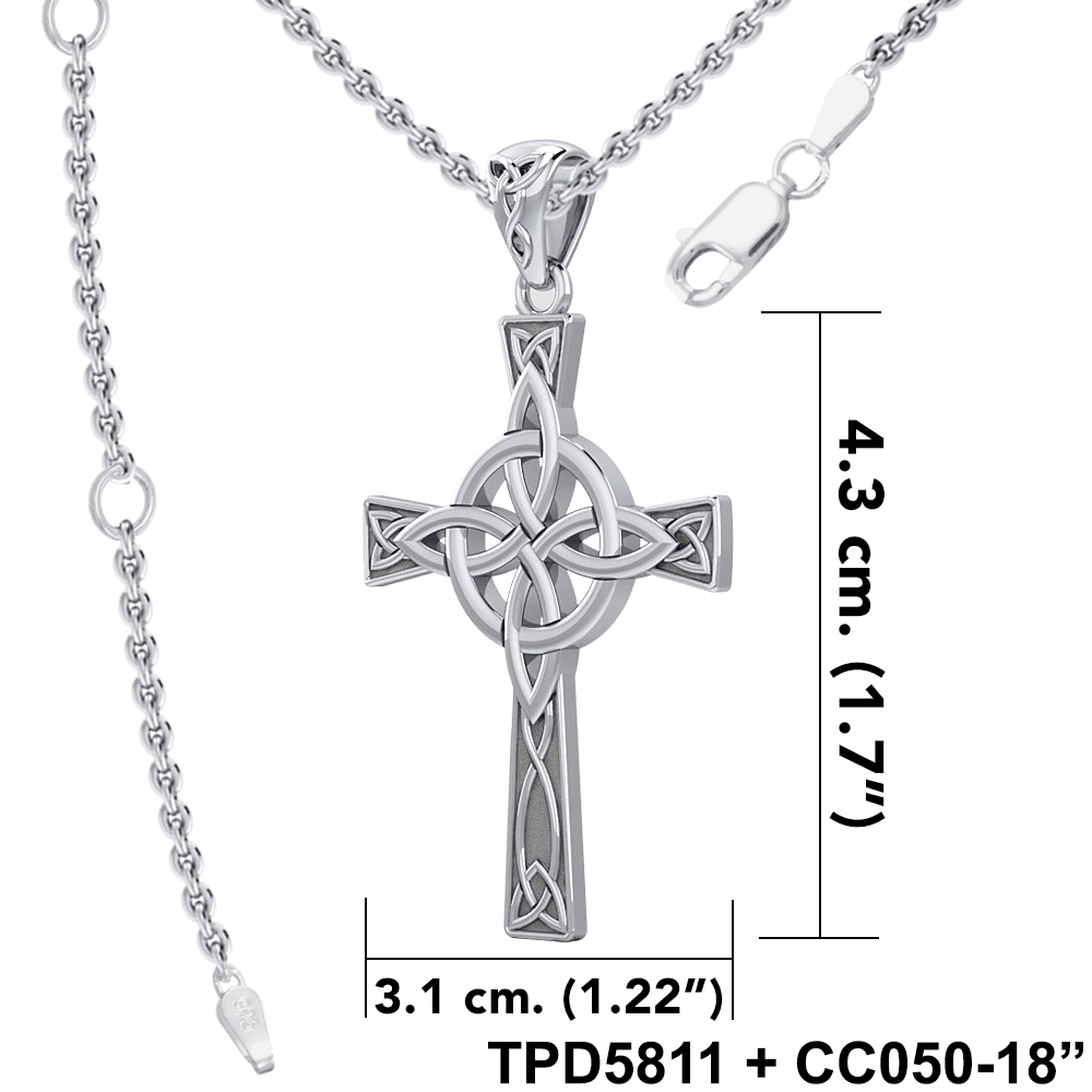 Celtic Cross with Four Point Knot Sterling Silver Pendant TPD5811