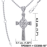 Celtic Cross with Four Point Knot Sterling Silver Pendant TPD5811