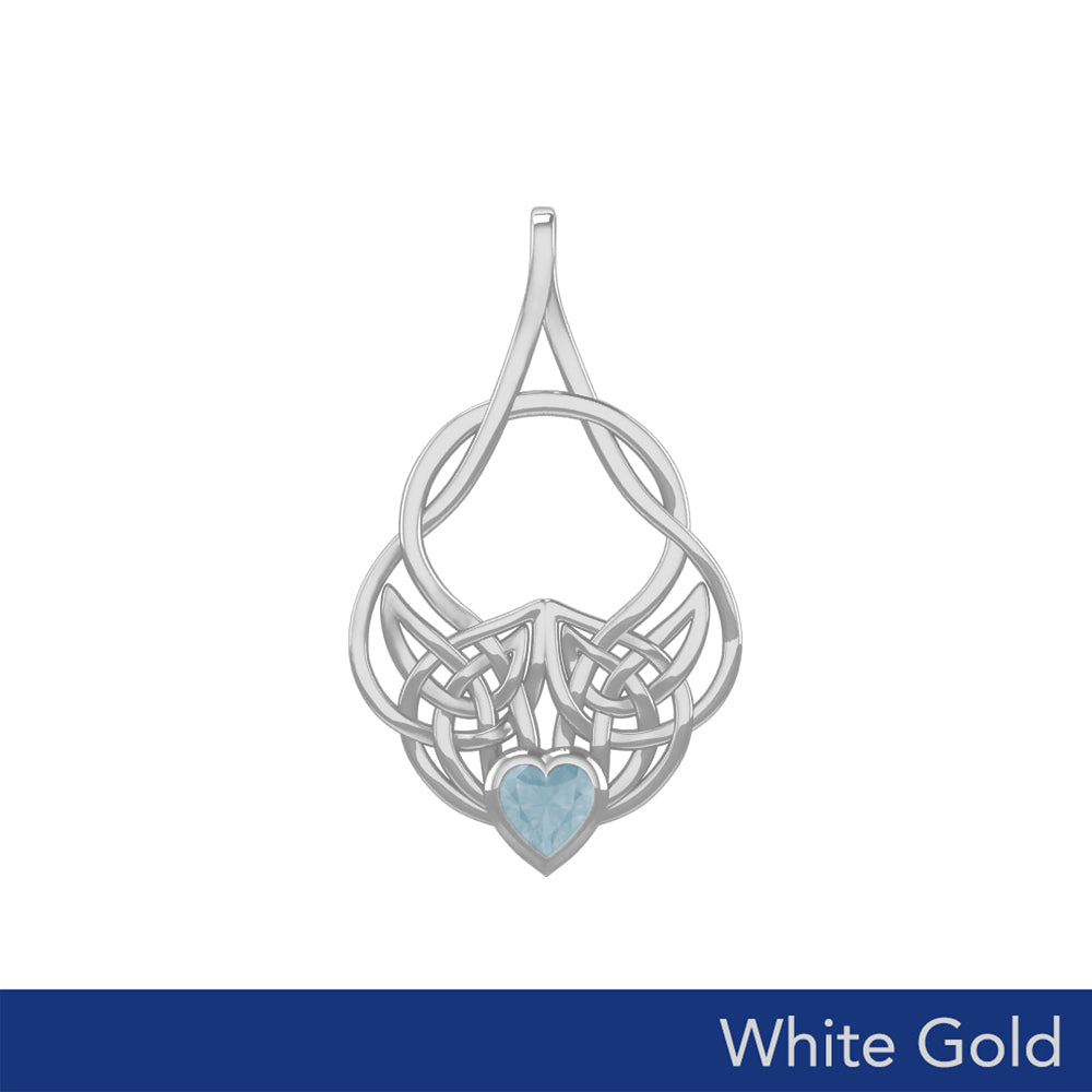 Celtic Knotwork White Gold Pendant with Heart Gemstone WPD5292