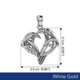 Love of The Mythical Celtic Heart Raven White Gold Pendant WPD6025