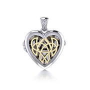 Celtic Heart Aroma Silver and 14K Gold Accent Locket Pendant MPD5040