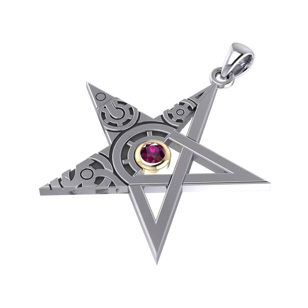 The Star Steampunk Silver and Gold Pendant MPD3870 - Jewelry