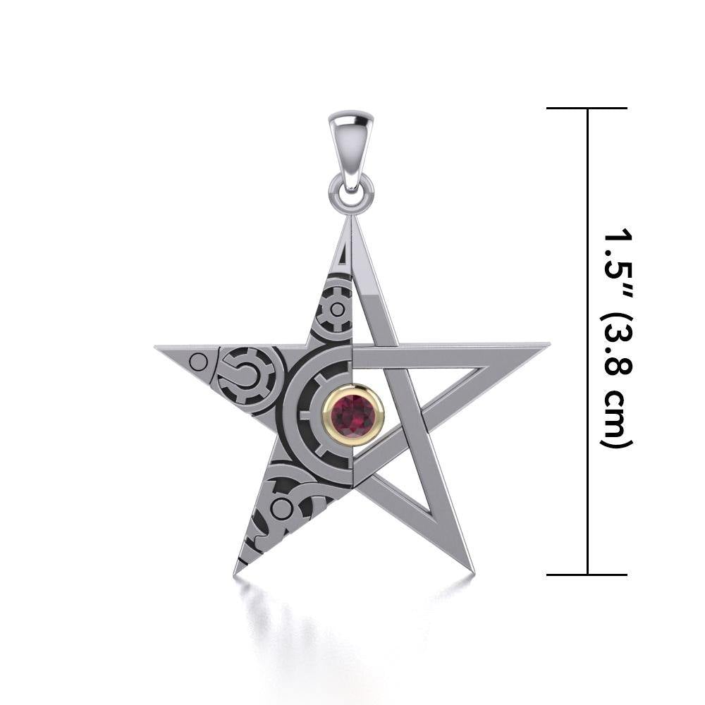 The Star Steampunk Silver and Gold Pendant MPD3870 - Jewelry