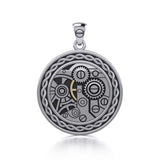 Endless Circle Knot in Steampunk ~ Sterling Silver Jewelry Pendant with 14k Gold accent - Jewelry