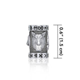 Wolf with Rune Symbol Silver Bead TBD366 - Jewelry