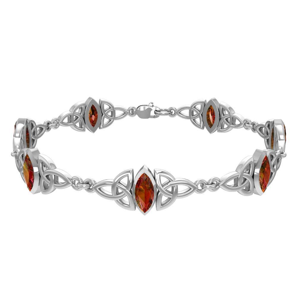 Silver Celtic Trinity Knot with Gemstone Link Bracelet TBG740 - Jewelry